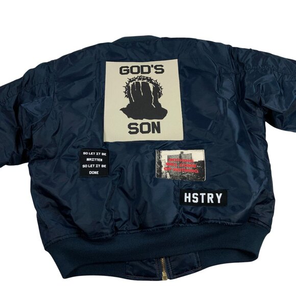 RARE OG HSTRY BY NAS God's Son Bomber Jacket Mens Size L Navy